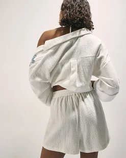 White Embellished Beach Shorts