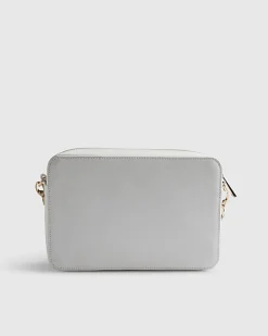 White Embossed Paneled Crossbody Bag
