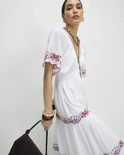 White Embroidered Maxi Dress