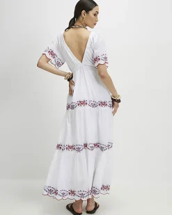 White Embroidered Maxi Dress