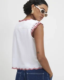 White Embroidered Waistcoat