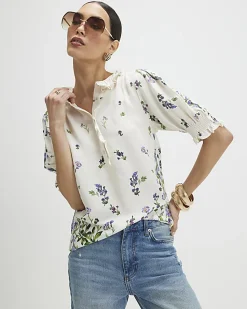 White Floral Blouse