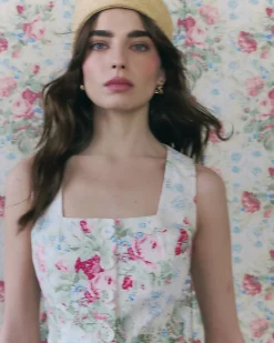 White Floral Cotton Waistcoat