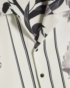 White Floral Print Shirt & Short Set