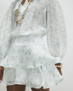 White Floral Rara Mini Skirt