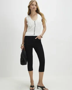 White Flower Lace Embroidered Vest Top