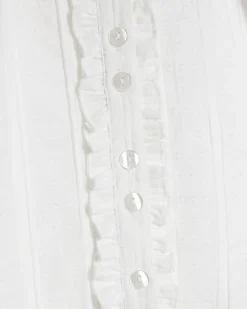 White Frill Detail Short Sleeve Blouse