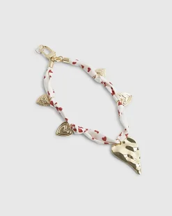White Heart Charm Phone Chain