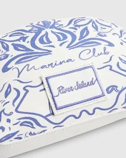 White Ibiza Print Makeup Pouch