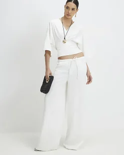 White Kimono Sleeve Jersey T-shirt