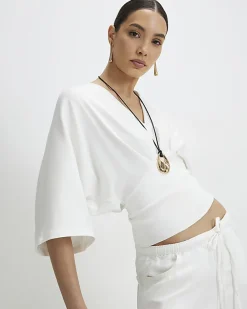 White Kimono Sleeve Jersey T-shirt
