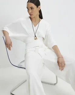 White Kimono Sleeve Jersey T-shirt