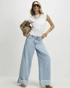 White Knitted Sleeveless Top