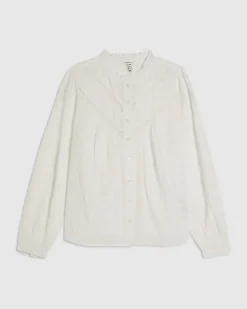 White Lace Button Through Blouse