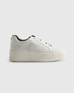 White Lace Up Flatform Trainers