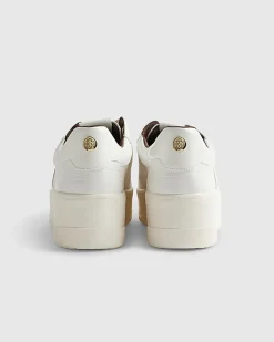 White Lace Up Flatform Trainers