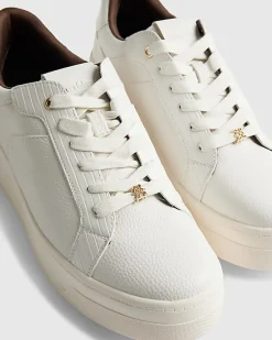 White Lace Up Flatform Trainers