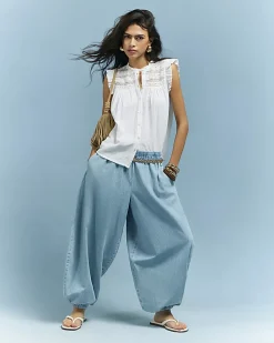White Lace Yoke Blouse