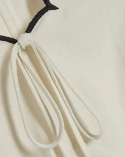 White Linen Blend Scallop Trim Mini Dress