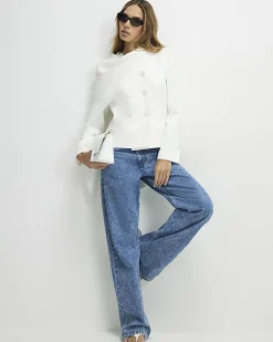 White Long Sleeve Short Cape Blazer