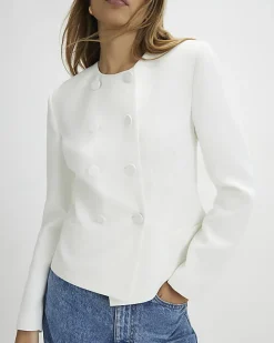 White Long Sleeve Short Cape Blazer