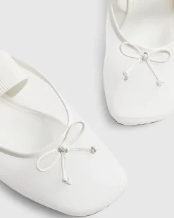 White Mesh Backless Ballet Pumps