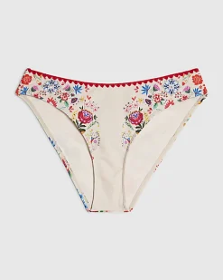 White Mexicana Floral Print Bikini Bottoms