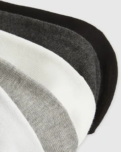 White Mixed Ribbed Tube Pack Of 5 Socks
