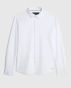 White Muscle Fit Stretch Pique Smart Shirt