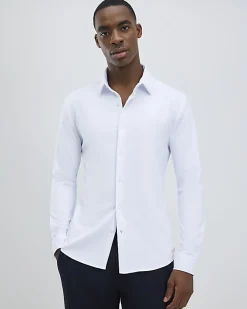 White Muscle Fit Stretch Pique Smart Shirt