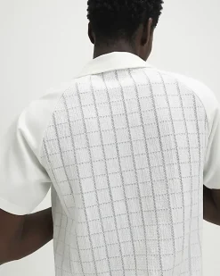 White Muscle Fit Texture Short Sleeve Shirt