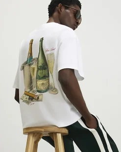 White Oversized Fit Champagne Bucket T-Shirt