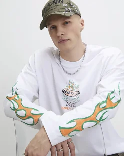 White Oversized Fit Heavyweight Print T-Shirt