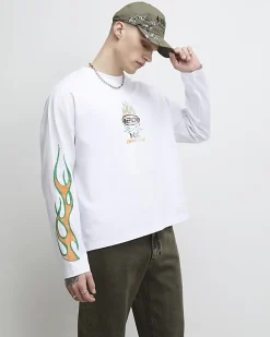 White Oversized Fit Heavyweight Print T-Shirt