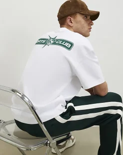 White Oversized Fit Lightweight Print T-Shirt