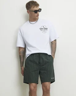 White Oversized Fit Midweight Print T-shirt