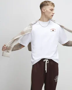 White Oversized Fit Midweight Crest T-Shirt