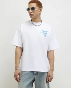 White Oversized Fit Midweight Print T-Shirt