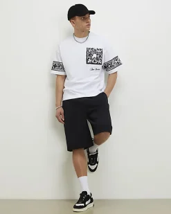 White Oversized Fit Midweight Print T-Shirt