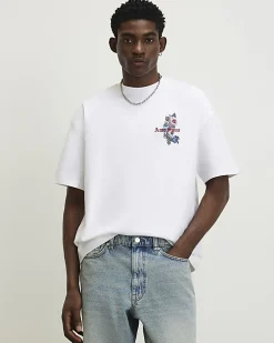 White Oversized Floral Dove T-Shirt