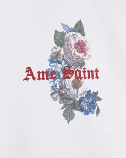White Oversized Floral Dove T-Shirt