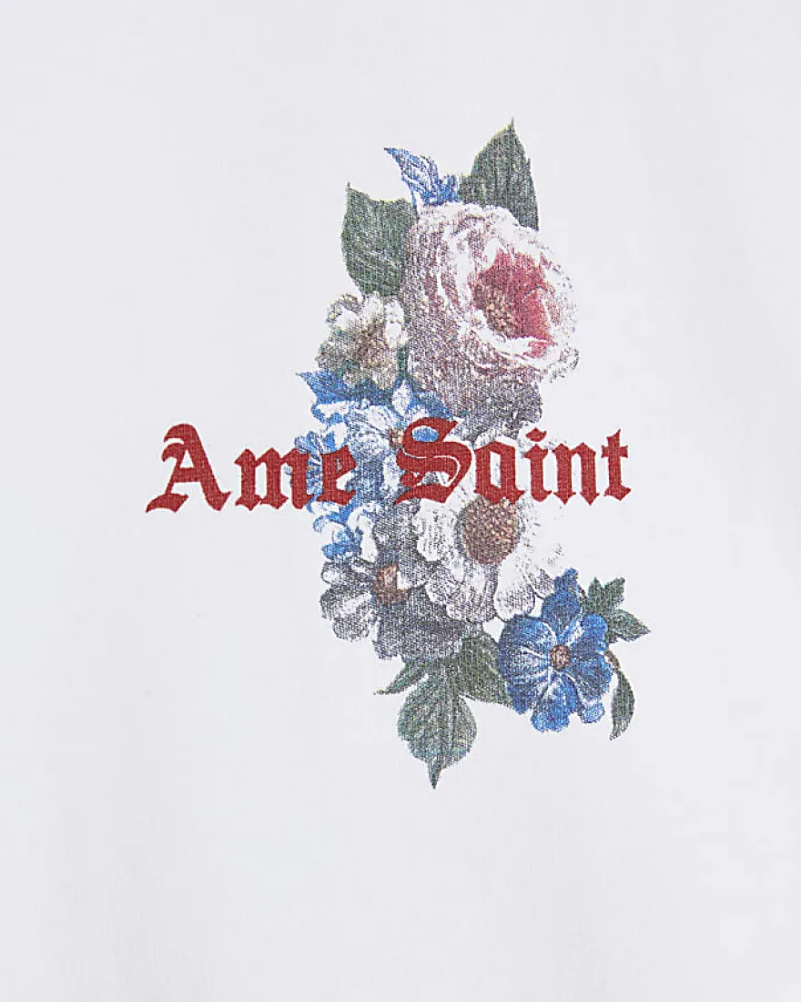 White Oversized Floral Dove T-Shirt