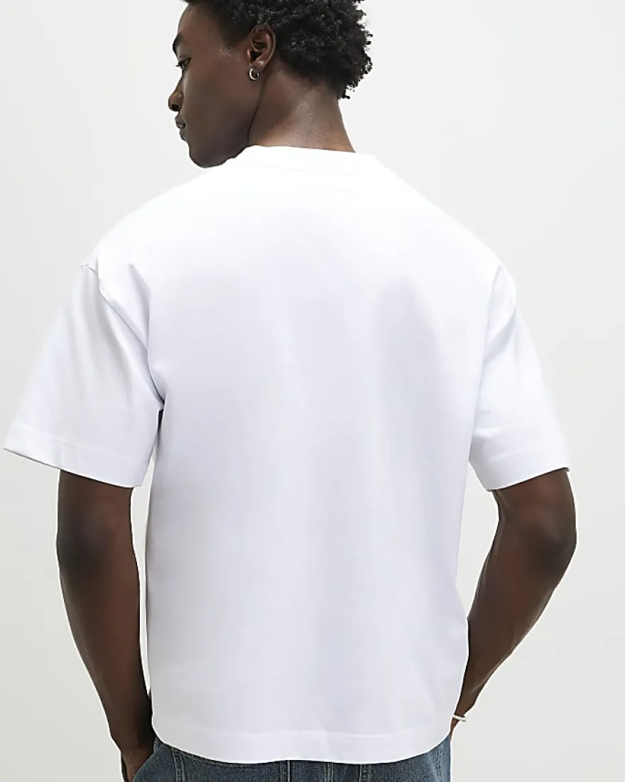 White Oversized Floral Midweight T-Shirt