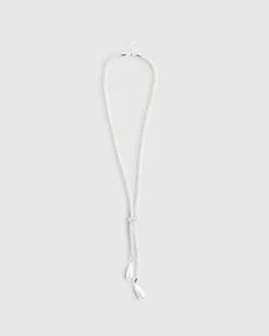 White Pearl Embellished Knot Necklace