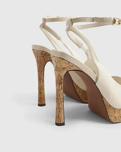 White Peep Toe Platform Heeled Sandals