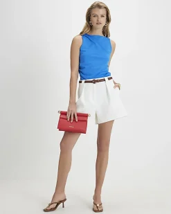 White Plaited Belt Tailored Shorts