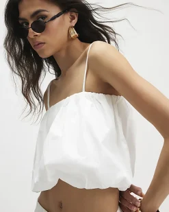 White Poplin Bubble Top