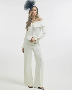 White Premium Structured Bardot Jacket