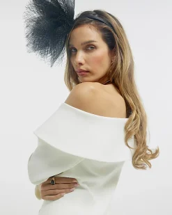 White Premium Structured Bardot Jacket