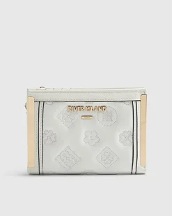 White Quilted Monogram Medium Foldout Purse